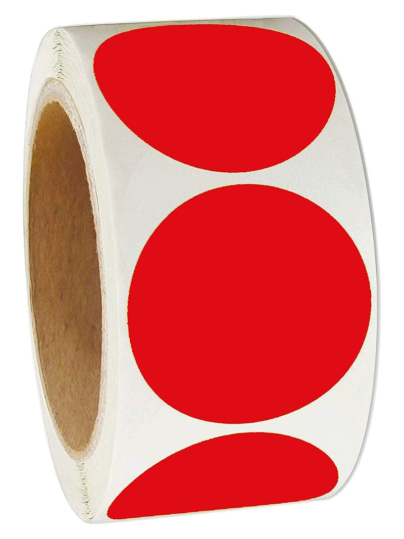 Well Tile 2 Inch Color-Code Labels Round Circle Stickers for Color Coding - Fluorescent Red Christmas Inventory Labels Moving Stickers for Labeling Warehouse Classroom Office Food Service and Medical 500 Pcs - Image 1